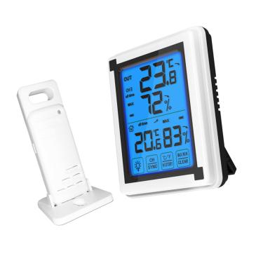 Imagem de BESPORTBLE 1 Conjunto 1 termômetro digital medidor de umidade monitor de bebe monitor sem fio higrômetro relógio da estação meteorológica medidor de temperatura doméstica toque branco