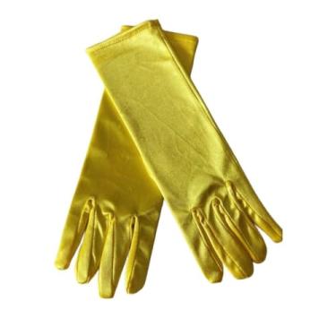 Imagem de Luvas Luva Longa Infantil 23 cm Cetim Menina Festas Princesas (Amarela)