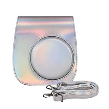 Imagem de Daconovo Estojo de armazenamento instantâneo para câmera Bolsa de couro PU Fivela magnética com alça de ombro Compatível com Fujifilm Instax Mini 12/11/9/8