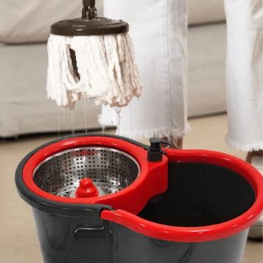 Imagem de Mop Giratório Pró com Centrífuga em Inox alta performance Vermelho e Cinza - Powermaid