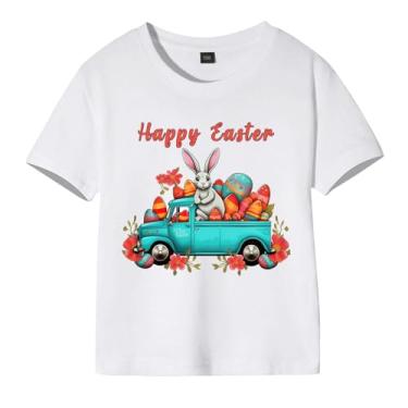 Imagem de Camiseta de manga curta com babados, coelhinho fofo, algodão, camisetas regatas de algodão, Wh4, 4-6 Anos