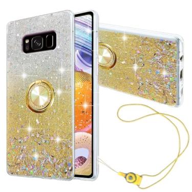 Imagem de Nouxwerx Capa para Samsung Galaxy S8 Plus, capa de telefone para Galaxy S8plus feminina, com glitter, luxuosa, macia, de silicone, transparente, com suporte, à prova de choque, capa de proteção total