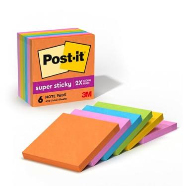 Imagem de Notas adesivas Post-it Super Sticky 654-6SSAU pacote com 6 blocos