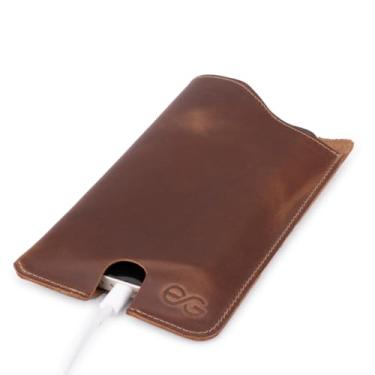 Imagem de Bainha Porta Celular Rústica 100% Couro Legítimo Saca Rápido (Marrom)