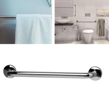 Imagem de Barra Alça Apoio 40Cm Aço Inox Idoso Gestante Criança Pcd Acessibilidade Anti Queda Evita Acidentes Box Banheiro Corrimao Escada Varanda