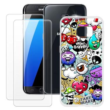 Imagem de MILEGOO Capa para Samsung Galaxy S7 Edge + 2 peças protetoras de tela de vidro temperado, capa de TPU de silicone macio à prova de choque para Samsung Galaxy S7 Edge (5,5 polegadas)