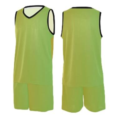 Imagem de CHIFIGNO Lindas camisetas de basquete pretas de bolinhas, camisetas de basquete Scrimmage, camiseta de basquete feminina PP-3GG, Gradiente verde amarelo, P