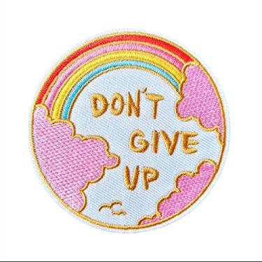 Imagem de CHBROS Aplique bordado "Don't give up" para meninas e mulheres, aplique de ferro em remendos para roupas, jaquetas, camisetas e mochilas