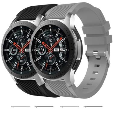 Imagem de Nacorulu Pulseira de silicone compatível com Samsung Galaxy Watch de 46 mm/Galaxy Watch 3 de 45 mm/Gear S3 Classic/Gear S3 Frontier, pulseira de silicone para relógio inteligente de 22 mm (pacote com