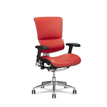 Imagem de X-Chair Cadeira executiva de X4, couro vermelho - assento ergonômico para escritório/suporte lombar variável dinâmico/reclinável flutuante/estética deslumbrante/ajustável/perfeita para