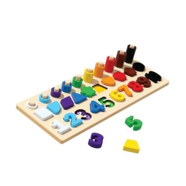 Imagem de Tabuleiro Sensorial Montessori Brinquedo Encaixe Madeira
