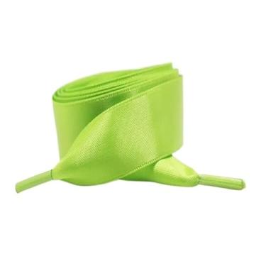 Imagem de Width Silk Satin Shoelaces Ribbon Shoe Laces Boots Women Sneakers ShoeLace (Color : Olive green, Size : 100cm)