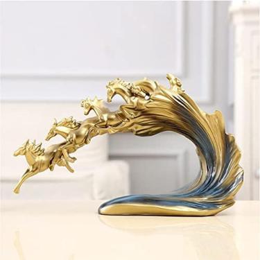 Imagem de Decoração de escultura de cavalo galopante feita à mão, acessórios para casa, estudo de escritório, decoração macia, ornamentos da sorte, estátua de cavalo, coleção de presentes de negócios,