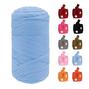 Imagem de CAMAL Fio de camiseta 400 g de tecido elástico, fita grossa de tricô, fio de poliéster para crochê, 130 metros, camiseta para iniciantes, para crochê, faça você mesmo, bolsa de artesanato almofada