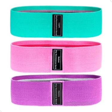 Imagem de Kit 3 Faixas Mini Band Forte Elástico Treino Fisioterapia Pilates Exercícios Em Casa Alongamento Mundo Compras