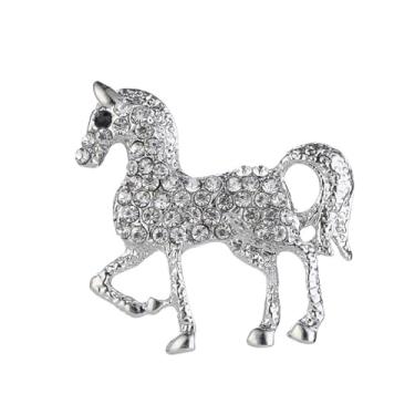 Imagem de Broche de cavalo de strass para mulheres, meninas, homens, banhado a prata, broches de pônei de cristal, alfinetes de lapela, acessórios para vestidos, festas, férias, corrida, joias, presente