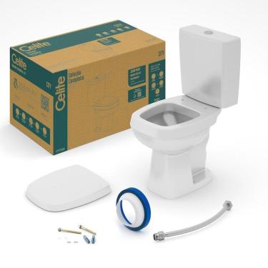 Imagem de Kit de Bacia com Caixa Acoplada 3/6L e itens de instalação City Celite Cinza Prata