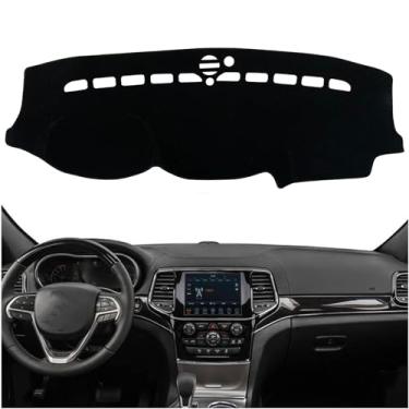 Imagem de KEEGTBOX Capa de painel de painel de console central interior personalizado compatível com Jeep Grand Cherokee 2011-2021 capas de tapete de painel acessórios (aro preto)