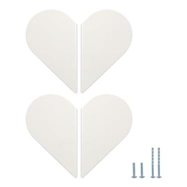 Imagem de Evionlin Dois pares de puxadores de gaveta infantis coloridos em liga de alumínio em forma de coração branco para armários divertidos e funcionais