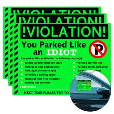 Imagem de You Parked Like an Idiot Business Adesivo 19 x 14 cm Multi Razões Violação Bad Parking Notes Etiquetas Engraçadas para Brincadeira hilária, Presente de Mordaça, Meias 50 peças (Verde)