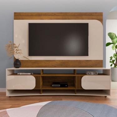 Imagem de Rack com Painel  para TV Até 80 Polegadas Seleto 2 Portas Pinho/Off White - Pnr Móveis