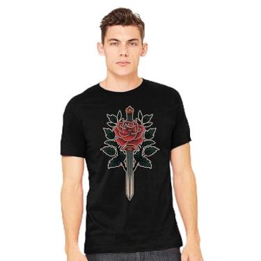 Imagem de TeeFury - Blade of Roses - Camiseta masculina natureza, flores,, Turquesa, 4G