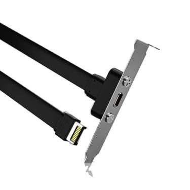 Imagem de Sintech Painel traseiro USB 3.2 USB tipo C de 20 Gbps, USB-C fêmea para cabo de extensão macho A-Key USB tipo E de 20 pinos 30 cm com suporte PCIe