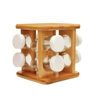 Imagem de Porta Temperos Giratório Keep Bambu 18X18cm 9 Peças - Ou