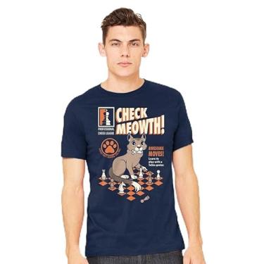 Imagem de TeeFury - Xadrez Check-Meowth Cat - Camiseta masculina animal, gato, camiseta, Azul marino, XXG