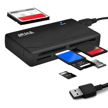 Imagem de Acuvar Leitor de cartão de memória compacto de ultra alta velocidade e gravador Plug and Play OSX Windows Chrome compatível com cartões SD/SDHC, Micro SD, CF, XD, MS/Pro e Duo