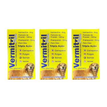 Imagem de Vermitril Plus - Anti Pulgas, Carrapatos, Vermes E Sarnas 12 Comprimidos 30kg