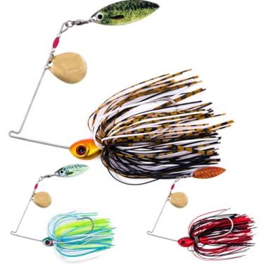 Imagem de FishTrip Iscas giratórias para pesca de robalo, 3 peças SpinnerBaits Jig Iscas Swimbait Willow Colorado Blade Tandem Spinners (3/113.4 g)