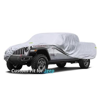 Imagem de Ajuste personalizado para capa de carro Jeep, capa de carro de 7 camadas à prova d'água para todos os climas para automóveis, cobertura completa ao ar livre chuva sol proteção UV com zíper (prata,