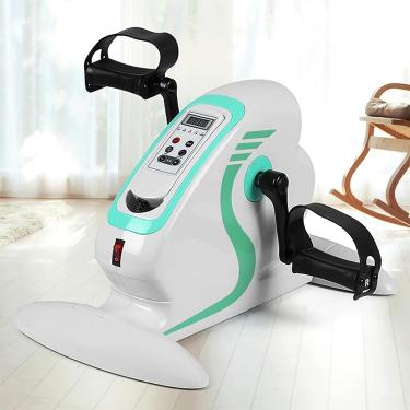 Imagem de Mini bicicleta ergométrica exercitadora de pedal elétrico - Treinador de reabilitação ideal para pacientes idosos, deficientes e com derrame - Suporte protetor de perna incluído