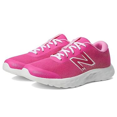Imagem de New Balance Tênis de corrida feminino Dynasoft 520 V8 com cadarço, Rosa alto/branco/rosa sinal, 3.5 Big Kid