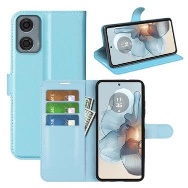 Imagem de Capa de celular para Motorola Moto G24 Power, couro PU com suporte para cartão de crédito, carteira fina flip com suporte, capa protetora para Motorola G24 Power Phone Case (azul)