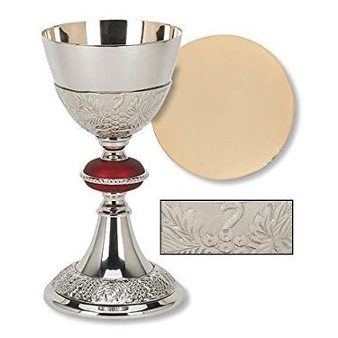 Imagem de Conjunto de Cálice e Padrão de Uva em Latão Católico 24KT em Tom Dourado