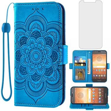 Imagem de Asuwish Capa carteira compatível com Moto E5 Play E 5 Cruise 5E Go e protetor de tela de vidro temperado, capa flip com suporte para cartão, capas para celular Motorola MotoE5play MotoE5 E5play
