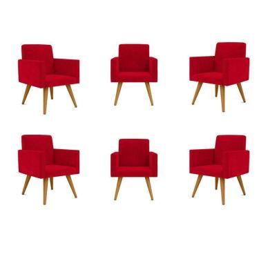 Imagem de Kit 06 Poltronas Nina Decorativa Para Recepção vermelha