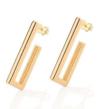 Imagem de Brincos banhado ouro 3x 24k 18k e 22k femininos meia argola rommanel r