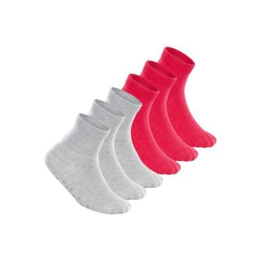 Imagem de Kit 6 Pares de Meias Bebê Antiderrapante Lupo 2041-032 Colorido, Cinza