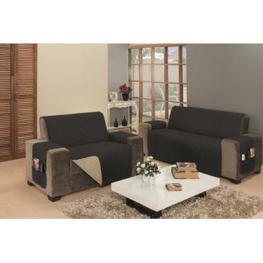 Imagem de Capa para sofa fixo ou reclinavel de 2 e 3 lugares em dupla face imper