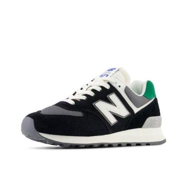 Imagem de New Balance Tênis feminino 574, Preto/Castlerock/Pinho clássico, 5