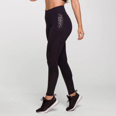 Imagem de Legging Oncinha Preta Poliamida com Estampa Lateral Tom sobr - LOT FIT