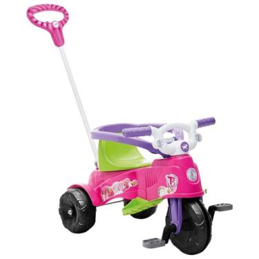 Imagem de Triciclo Infantil Tatetico Rosa com Empurrador e Pedal 2 em 1 Calesita