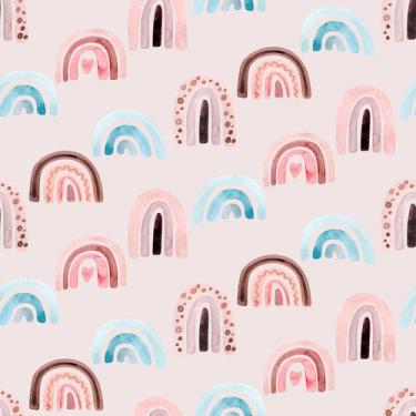 Imagem de Papel de Parede Autoadesivo Vinílico Reforma Arco-íris Boho Rosa Infan