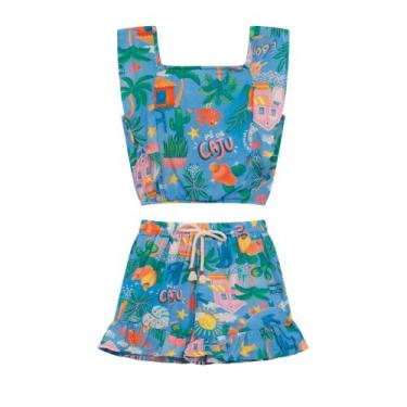 Imagem de Conjunto Infantil Menina Em Viscose, Blusa Com Lastex Nas Costas, Shor