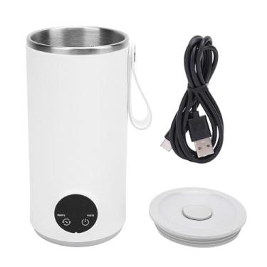 Imagem de Copo de água com aquecimento automático, copo térmico com agitação alimentado por USB, chaleira elétrica portátil de aço inoxidável de 400 ml, 6 aquecedores ajustáveis, bateria de 6000 mAh, 18 W