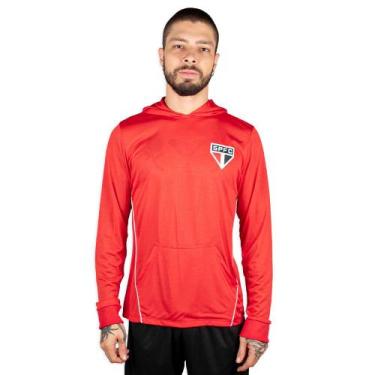 Imagem de Camiseta São Paulo Rain Mescla Manga Longa Com Capuz - Braziline, G