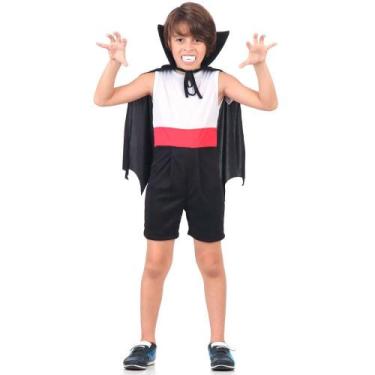 Imagem de Fantasia de Halloween Menino Vampiro Drácula Curto c/ Capa - Sulameric